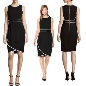 🆕️Calvin Klein Black & Cream Piped Sheath Dress
